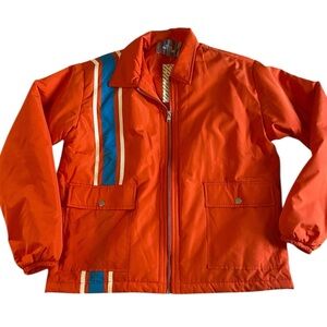 Urban Outfitters Orange Windbreaker with Blue & White Racing Stripes